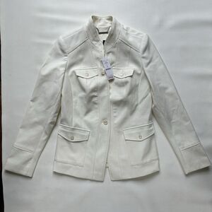 NWT White House Black Market Jacket Size 4 Comfort Stretch Safari Ivory Blazer